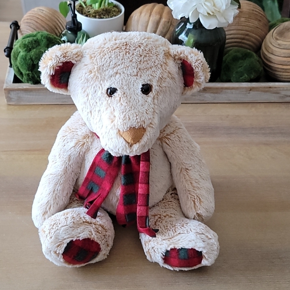 Wild Republic 18" Christmas Teddy Bear Plush Plaid Holiday Decor - Picture 2 of 10